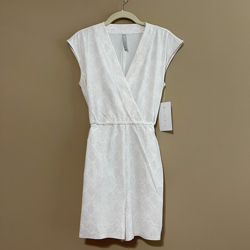 Athleta Marlow Printed White Snakeskin Romper XS